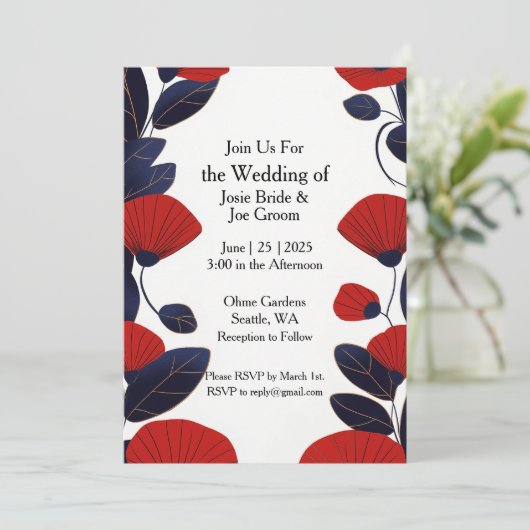 Kühne moderne asiatische schicke Hochzeitseinladun Einladung (Stehend Vorderseite)