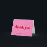 Kühne moderne Ästhetik Rosa Rot Geburtstag Custom Dankeskarte<br><div class="desc">Bold Modern Simple Fun Pink und Red 50. Geburtstag geklappt Dankeschön Karte</div>