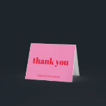 Kühne moderne Ästhetik Rosa Rot Geburtstag Custom Dankeskarte<br><div class="desc">Bold Modern Simple Fun Pink und Red 50. Geburtstag geklappt Dankeschön Karte</div>