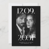 kühne moderne Big Wedding Date Black Foto QR Code Save The Date (Vorderseite)