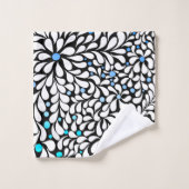 Kühne moderne Blume mit blauer aquamariner Ober Badhandtuch Set (Waschlappen)