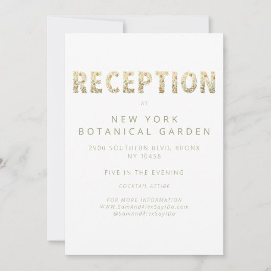 kühne moderne Boho Blumengrün Hochzeitsempfehlung Einladung (Vorderseite)