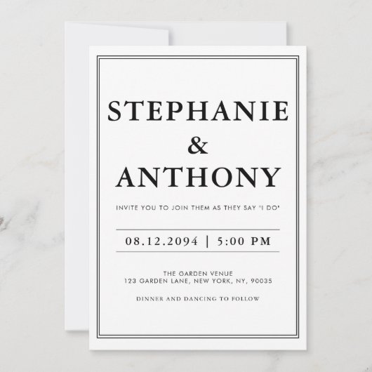 kühne moderne BW "We Do"-Hochzeit | Sauberes Layou Einladung (Vorderseite)