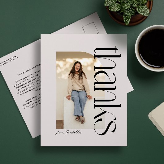 Kühne moderne ein Foto Abschluss danke Postkarte