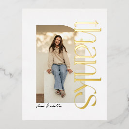 Kühne moderne ein Foto Gold Abschluss danke Folie Einladungspostkarte