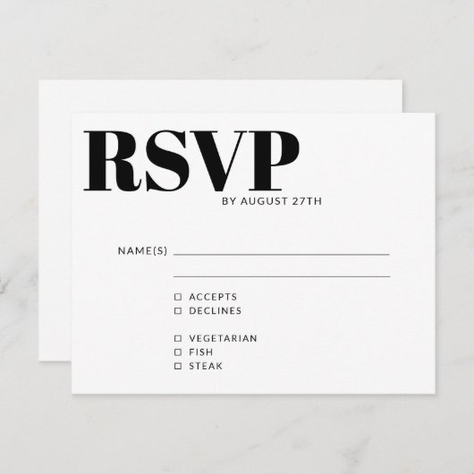 Kühne moderne, einfache Schwarz-weiße QR-Code - Au RSVP Karte (Vorne/Hinten)