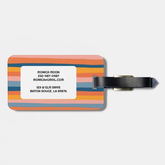 Kühne moderne, einfache Streifen farbenfroh CUSTOM Gepäckanhänger (Rückseite horizontal)