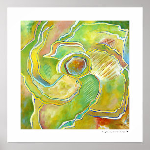 Kühne moderne florale abstrakte Kunst Gelbgrün  Poster