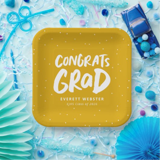 Kühne moderne Glückwunsch Abitur gelb Party Pappteller (Party)