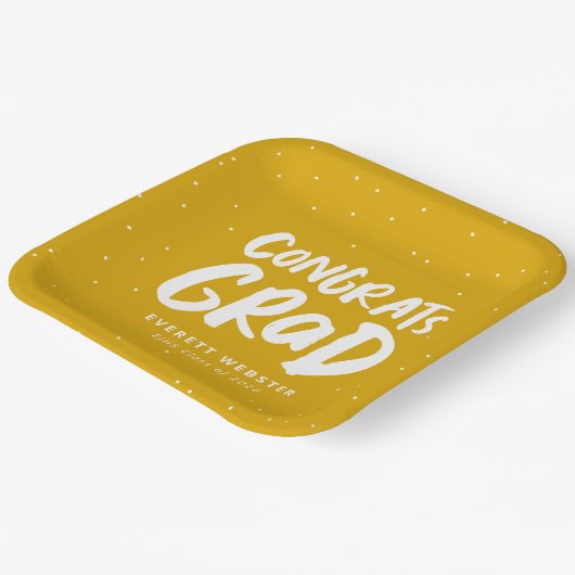 Kühne moderne Glückwunsch Abitur gelb Party Pappteller (Gewinkelt)