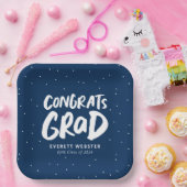 Kühne moderne Glückwünsche grad navy blauen Abschl Pappteller (Party)