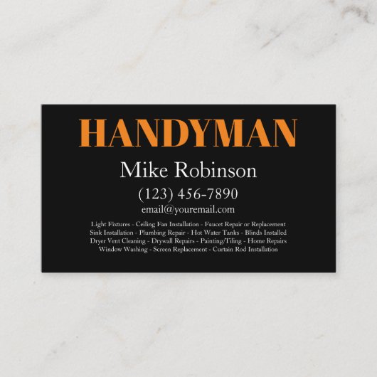 kühne moderne Handyman Services Visitenkarte (Vorderseite)