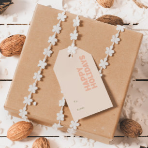 Kühne moderne Happy Holidays Coral zu Geschenkanhänger