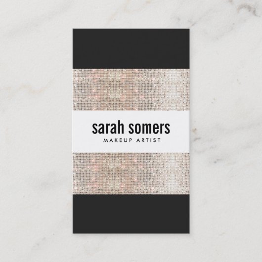 Kühne moderne Imitate Silver Sequin Beauty Salon Visitenkarte (Vorderseite)