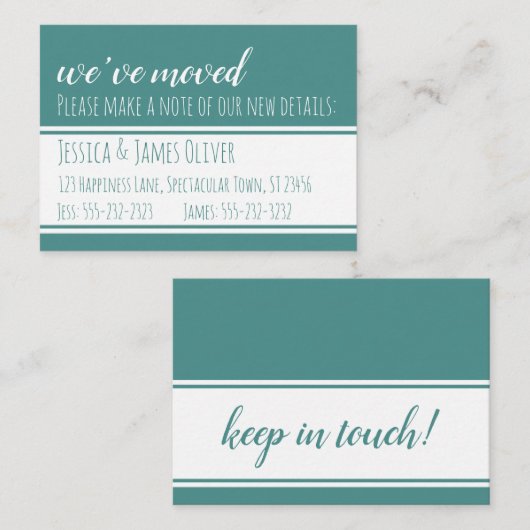 Kühne, moderne Karten in Aquamarin und weiß (Vorne/Hinten)