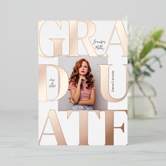 Kühne moderne klassische Foto Abschluss Einladung (Stehend vorne)