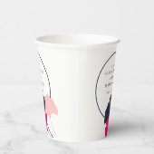 kühne moderne Marine- und rosa Ginkgo-Blätter Hoch Pappbecher (Rechts)