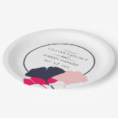 kühne moderne Marine- und rosa Ginkgo-Blätter Hoch Pappteller (Schrägansicht)
