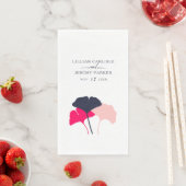 kühne moderne Marine- und rosa Ginkgo-Blätter Hoch Serviette (Beispiel)