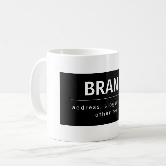 Kühne, moderne Marke oder Firmenname | Schwarz/Wei Kaffeetasse (Vorderseite Links)