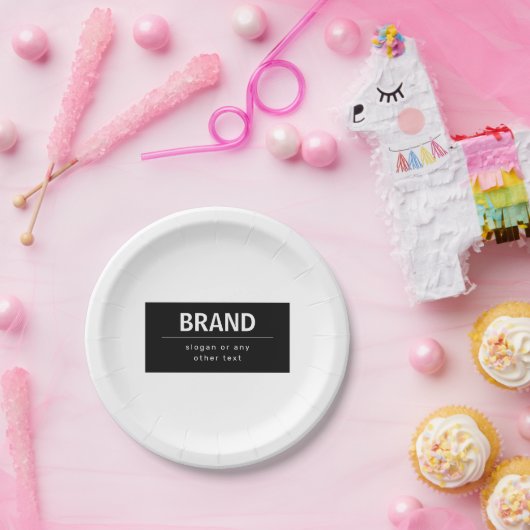 Kühne, moderne Marke oder Firmenname | Schwarz/Wei Pappteller (Party)