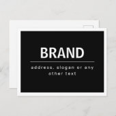 Kühne, moderne Marke oder Firmenname | Schwarz/Wei Postkarte (Vorne/Hinten)