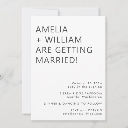 kühne moderne Minimalistische Schwarz-weiße klassi Einladung (Vorderseite)