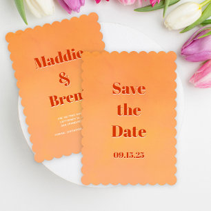 Kühne Moderne Orange Wasserfarbe Sonnenuntergang H Save The Date