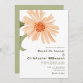 kühne moderne Peach Floral Wedding Einladung (Vorne/Hinten)