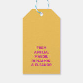 Kühne moderne, Personalisiert-gelbe und rosa Glück Geschenkanhänger (Rückseite)