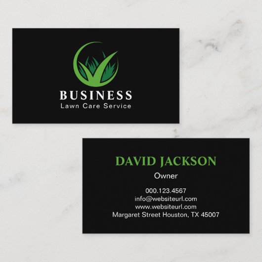 Kühne & moderne Rasenpflege Schwarz & Grün erschwi Visitenkarte (Vorne/Hinten)
