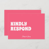 kühne moderne Retro Funky Bright Pink Wedding RSVP Karte (Vorne/Hinten)