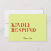 kühne moderne Retro Funky Bright Wedding RSVP Karte (Vorderseite)