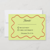 kühne moderne Retro Funky Bright Wedding RSVP Karte (Rückseite)