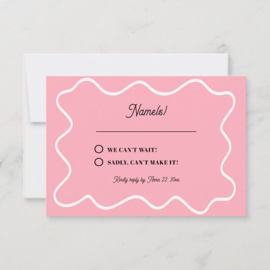 kühne moderne Retro Funky Bright Wedding RSVP Karte (Rückseite)