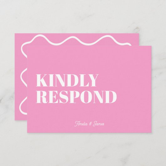 kühne moderne Retro Funky Bright Wedding RSVP Karte (Vorne/Hinten)