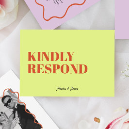 kühne moderne Retro Funky Bright Wedding RSVP Karte