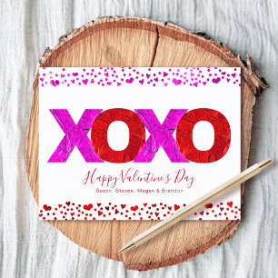 Kühne moderne rosa rote XOXO Valentinstag Herzen Feiertagspostkarte