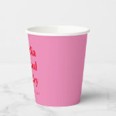 Kühne moderne rosa und rote Retro-Hochzeit Pappbecher (Links)