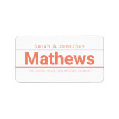 Kühne moderne Rücksendeadresse aus Weiß und Lachs Adressaufkleber (Vorne)