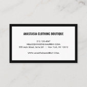 Kühne Moderne Schwarz-weiße Minimalistische Luxus- Visitenkarte (Rückseite)