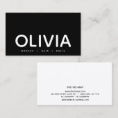 Kühne moderne Schwarz-weiße Typografie-Visitenkart Visitenkarte (Vorne/Hinten)