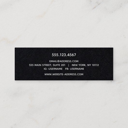 Kühne moderne schwarze Visitenkarte (Rückseite)