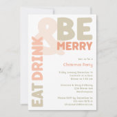 Kühne moderne Weihnachtsgetränke essen und fröhlic Einladung (Vorderseite)