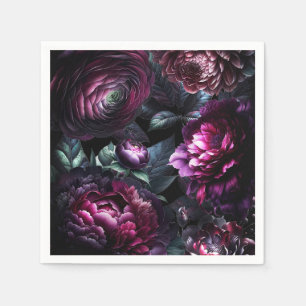 Kühne Moody Blumen Schwarze Verzauberte Florale Ho Serviette