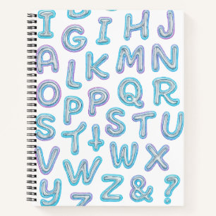 kühne Neon Alphabet Doodle Spiral Notebook Notizblock