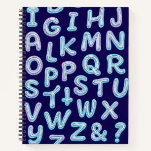 kühne Neon Alphabet Doodle Spiral Notebook Notizblock