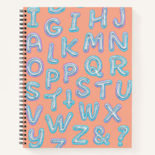 kühne Neon Alphabet Doodle Spiral Notebook Notizblock