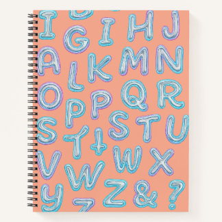 kühne Neon Alphabet Doodle Spiral Notebook Notizblock