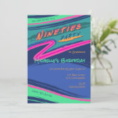 kühne neunziger Party Einladung (Stehend Vorderseite)